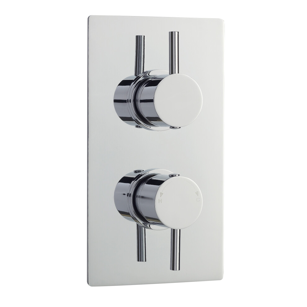 Round Concealed Twin Thermostatic Shower Valve With Diverter (2 Outlets) - Chrome - Balterley