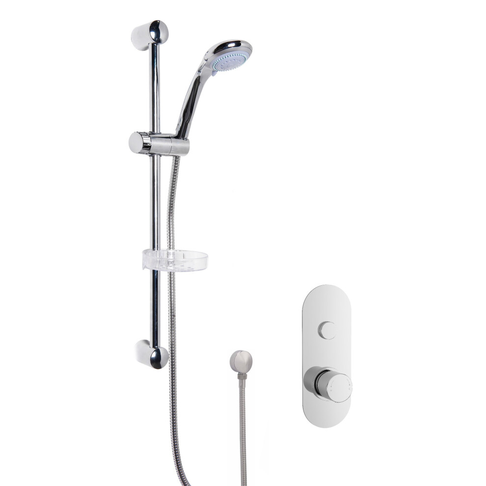 Shower Bundle Concealed Round Push 1 Button Valve & Multi Function Handset Slide Rail Kit - Chrome Balterley