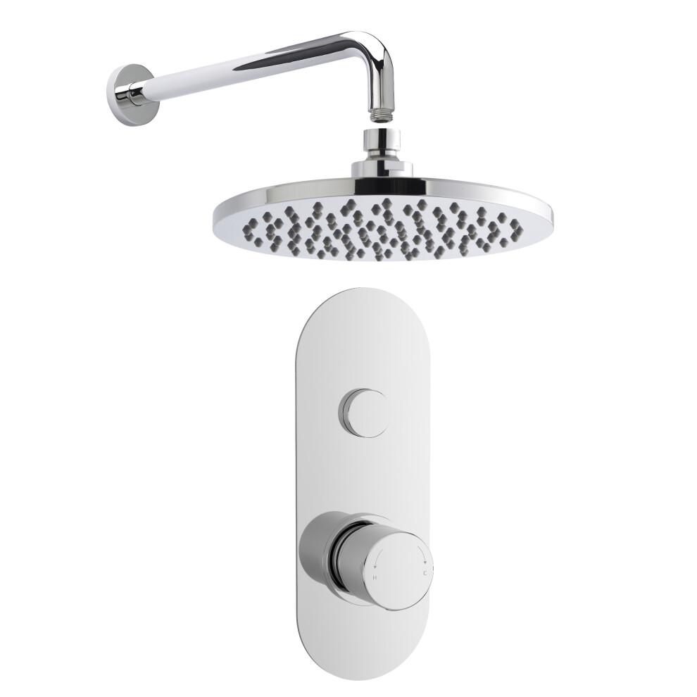 Shower Bundle Concealed Round Push 1 Button Valve, Arm & Head Kit - Chrome Balterley