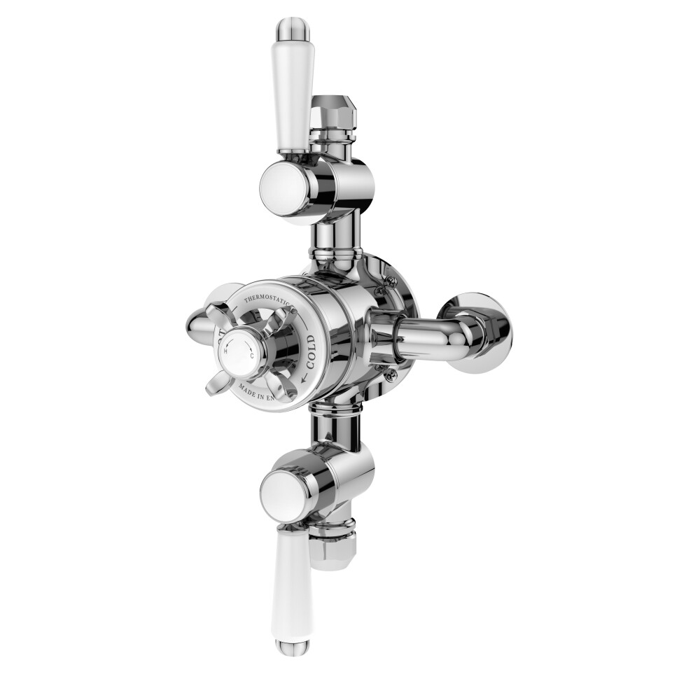 Traditional Exposed Triple Thermostatic Shower Valve (2 Outlets) - Chrome - Balterley