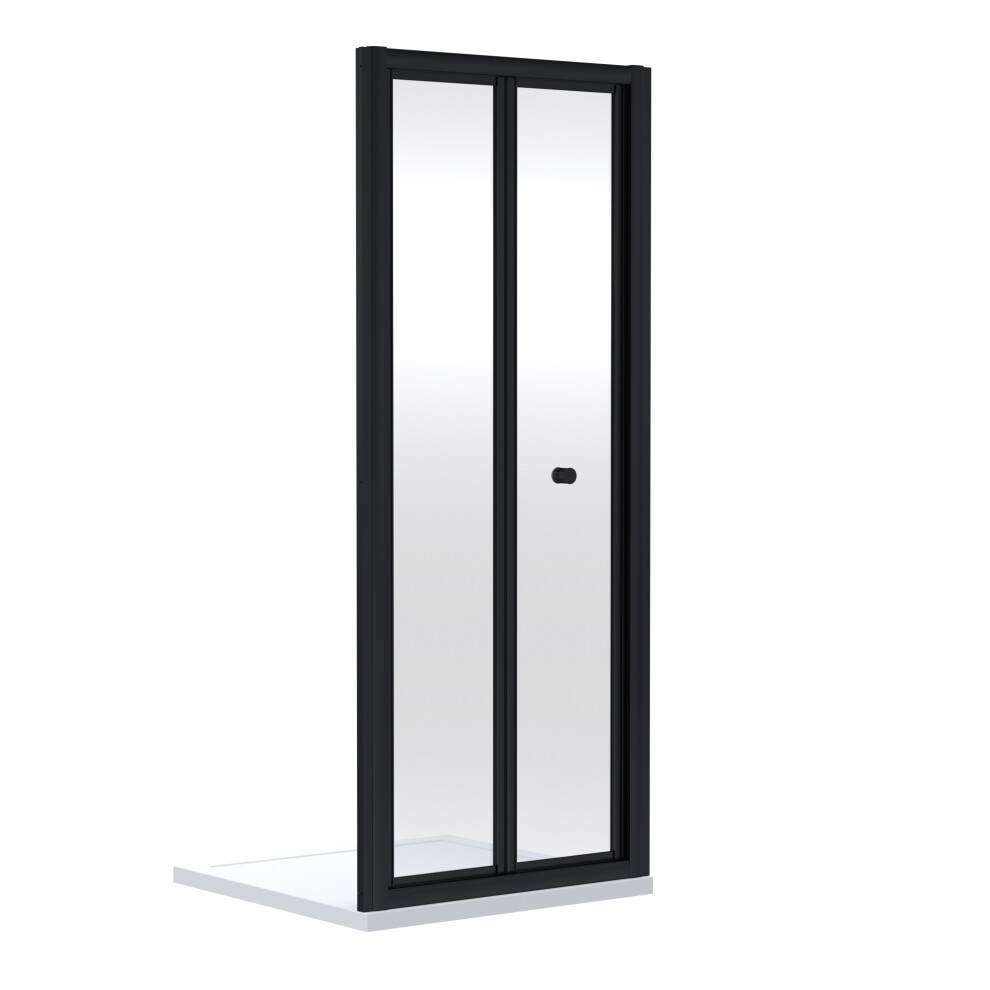 Ruwa 4mm Toughened Safety Glass Bi-Fold Shower Door - 1900 x 760mm - Matt Black - Balterley