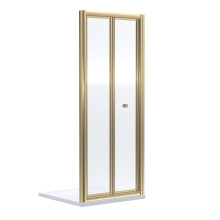 Ruwa 4mm Toughened Safety Glass Bi-Fold Shower Door - 1900 x 800mm - Brushed Brass - Balterley
