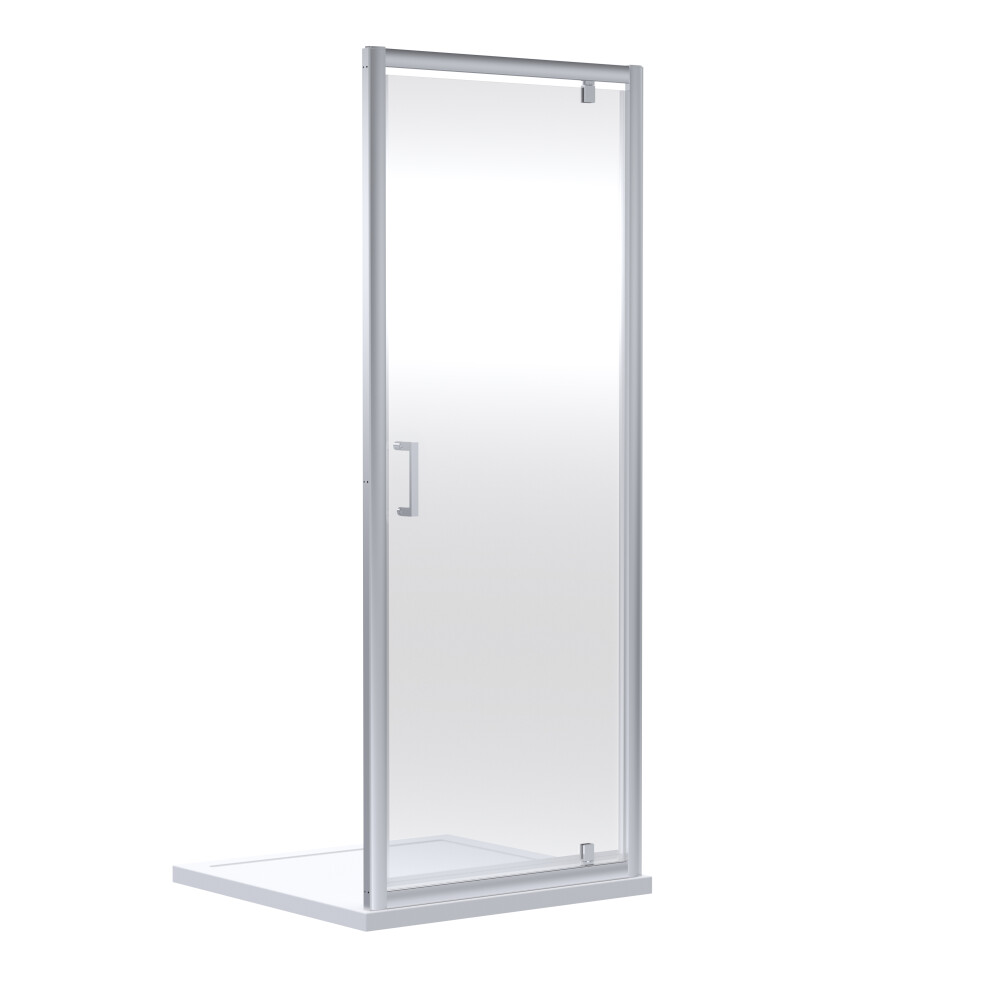 Ruwa 6mm Toughened Safety Glass Reversible Pivot Shower Door - 1900 x 760mm - Chrome - Balterley