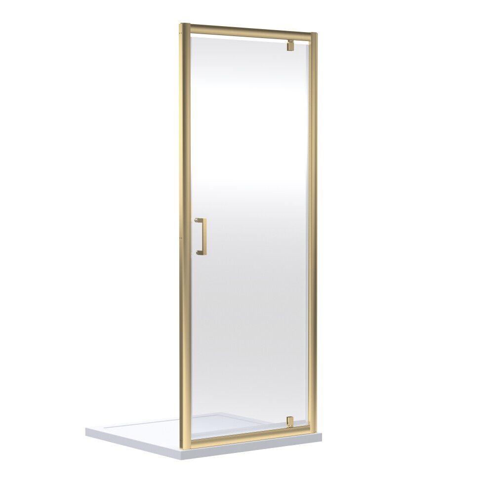 Balterley Ruwa 6Mm Toughened Safety Glass Reversible Pivot Shower Door - 1900 X 760Mm - Brushed Brass