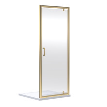 Ruwa 6mm Toughened Safety Glass Reversible Pivot Shower Door - 1900 x 900mm - Brushed Brass - Balterley