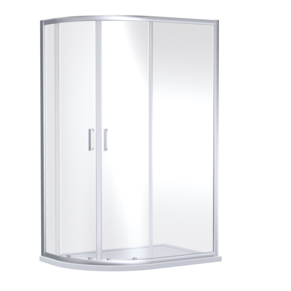 Ruwa 6mm Toughened Safety Glass Offset Quadrant Shower Enclosure - 1900 x 1200 x 800mm - Chrome - Balterley