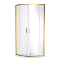 Ruwa 6mm Toughened Safety Glass Quadrant Shower Enclosure - 1900 x 800 x 800mm - Brushed Brass - Balterley