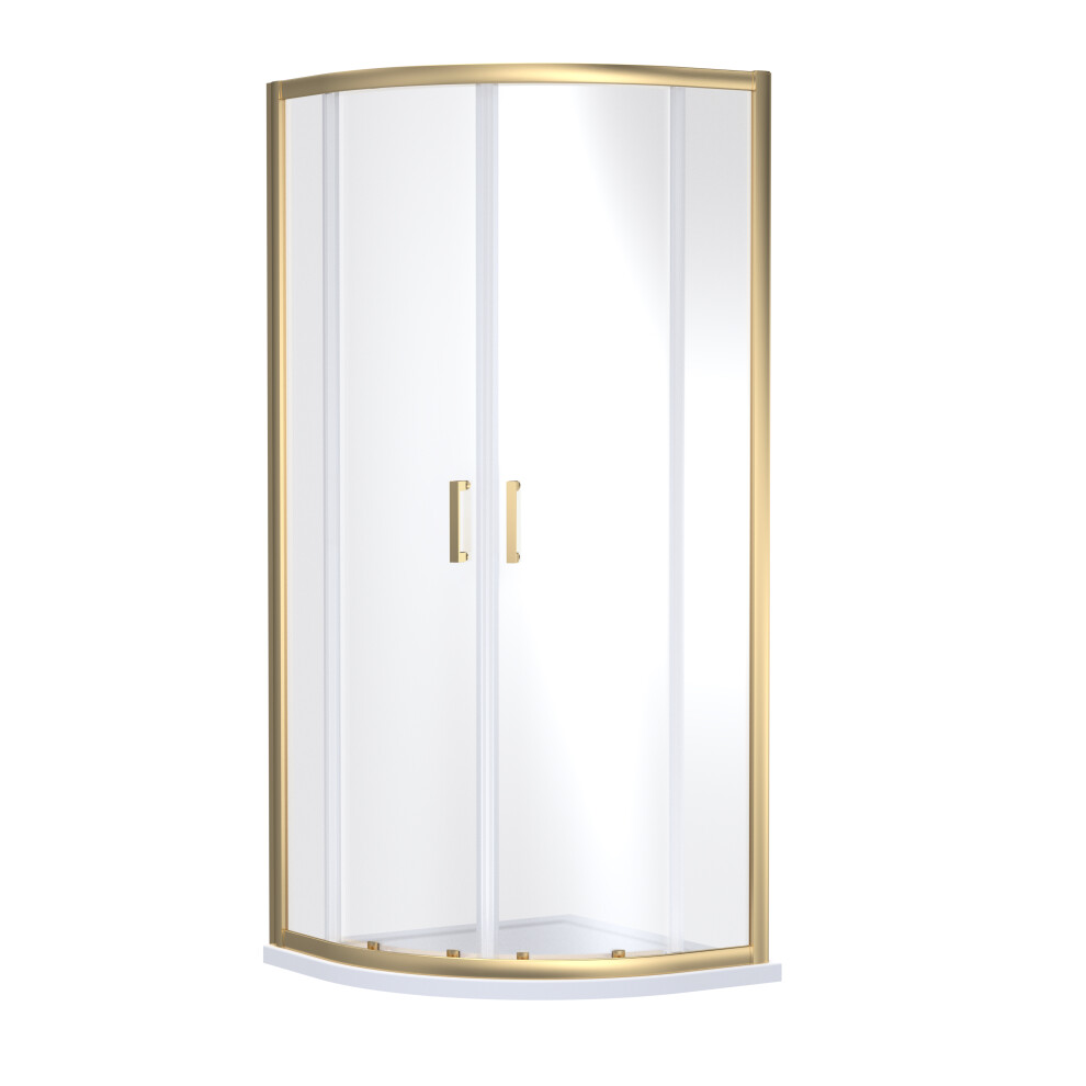 Ruwa 6mm Toughened Safety Glass Quadrant Shower Enclosure - 1900 x 800 x 800mm - Brushed Brass - Balterley