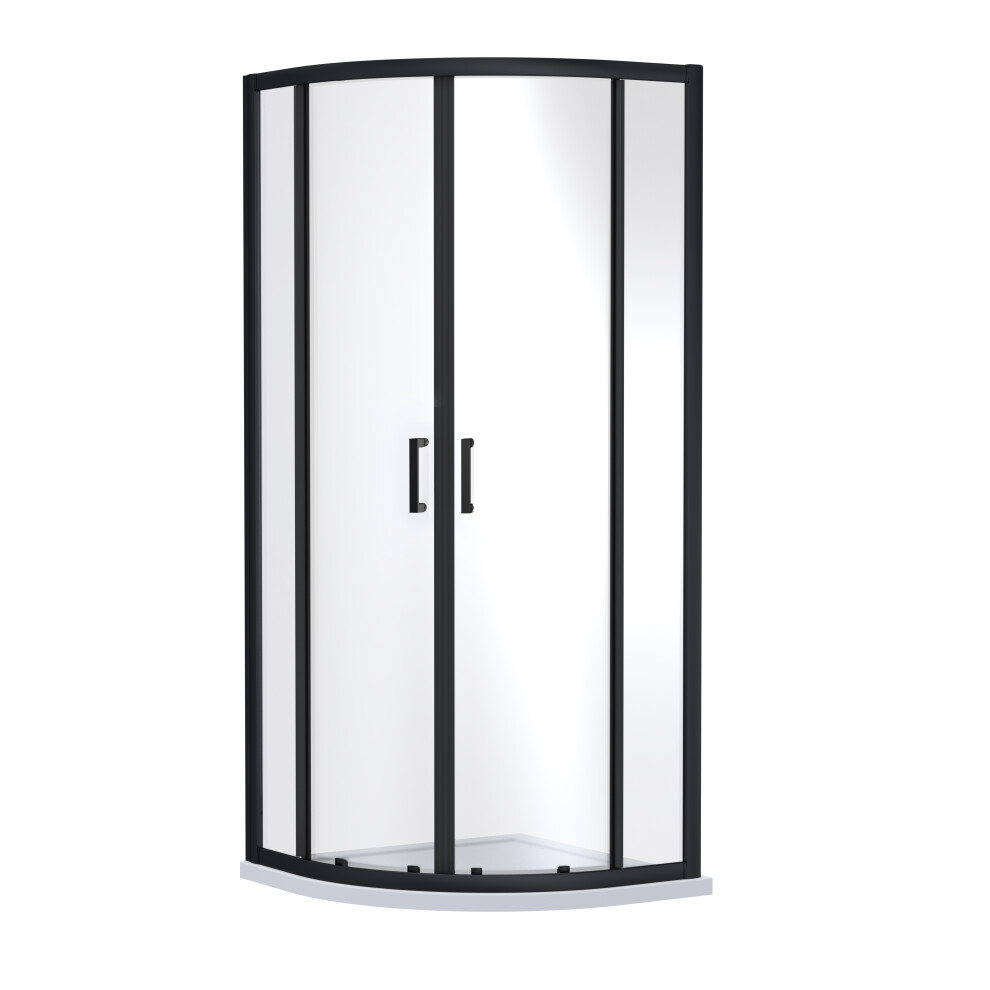 Ruwa 6mm Toughened Safety Glass Quadrant Shower Enclosure - 1900 x 800 x 800mm - Matt Black - Balterley