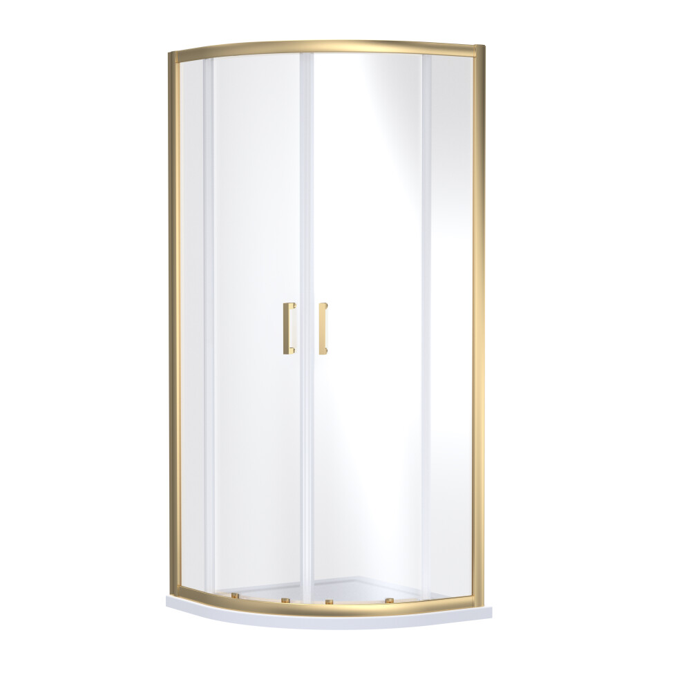 Ruwa 6mm Toughened Safety Glass Quadrant Shower Enclosure - 1900 x 900 x 900mm - Brushed Brass - Balterley