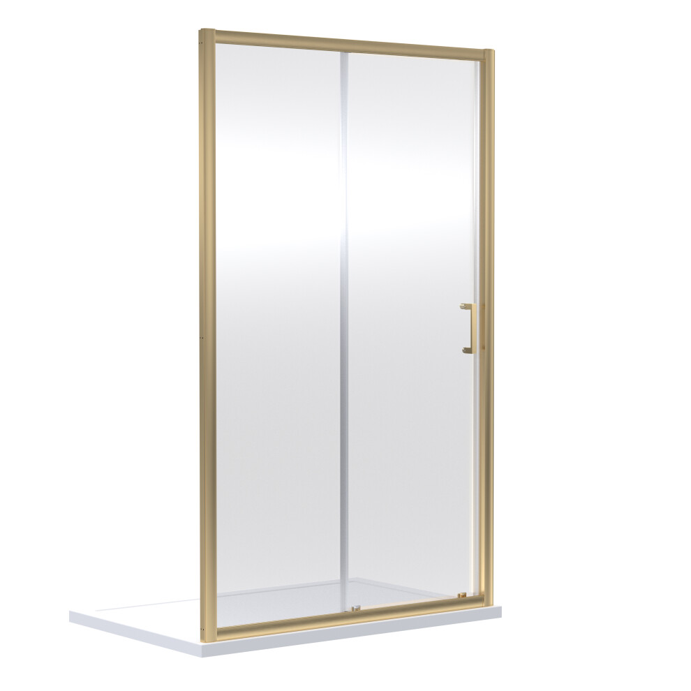 Ruwa 6mm Toughened Safety Glass Sliding Shower Door - 1900 x 1000mm - Brushed Brass - Balterley