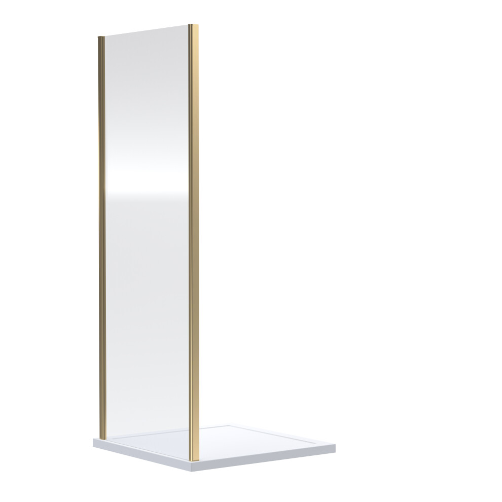 Ruwa 6mm Toughened Safety Glass Side Panel - 1900 x 700mm - Brushed Brass - Balterley