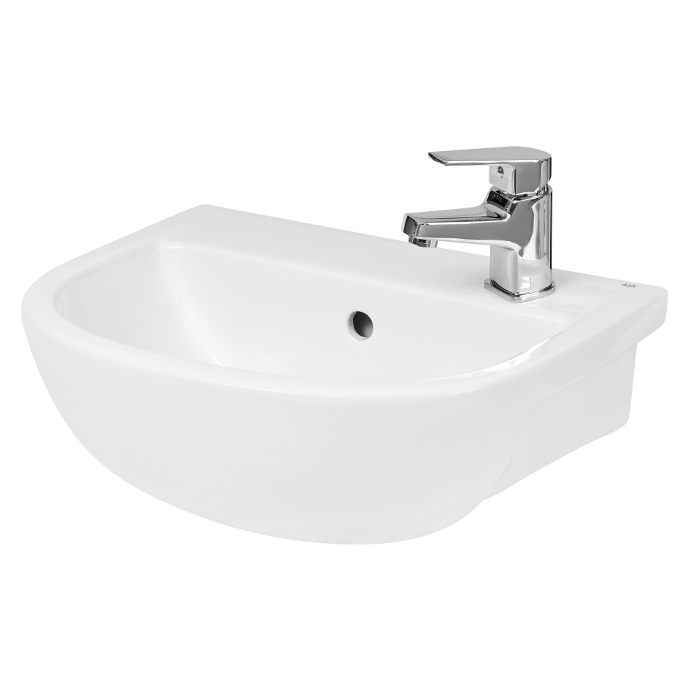 Round Ceramics Semi Recessed 1 Tap Hole Basin (Tap Not Included), 400mm - Balterley