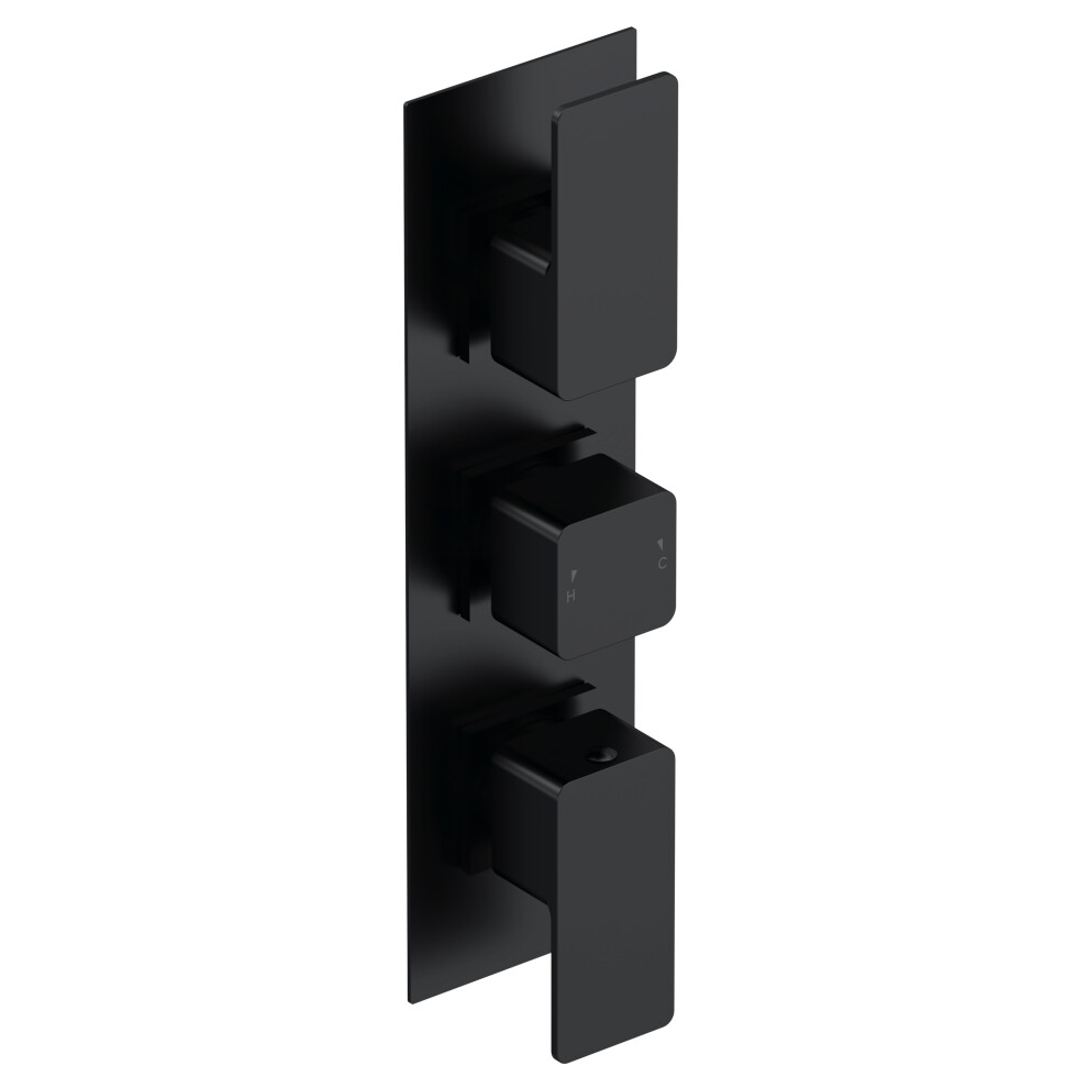 Balterley Empire Contemporary Bathroom Concealed Square Triple Thermostatic Shower Valve, 280Mm, Matt Black