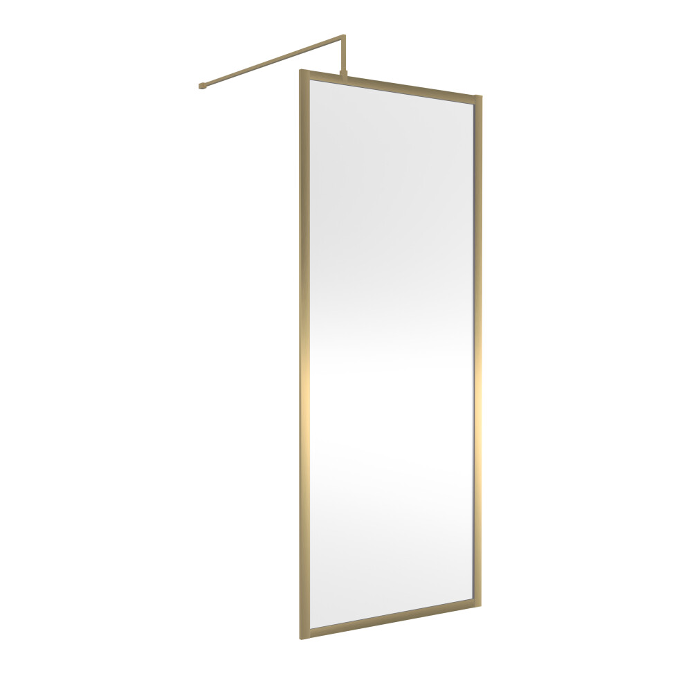 Balterley 8Mm Toughened Safety Glass Wetroom Screen & Support Bar, 800Mm - Brushed Brass