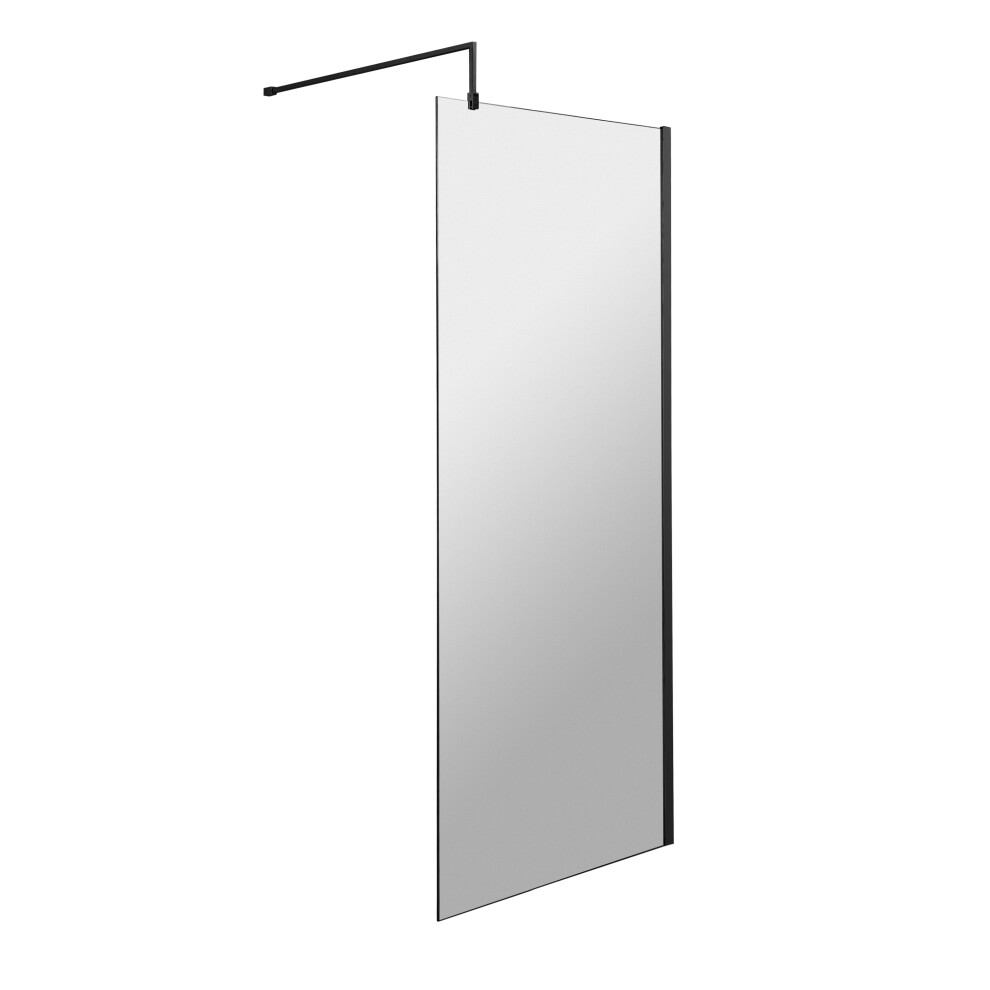 Balterley Wetroom 8Mm Toughened Safety Glass Screen And Support Bar 700Mm X 1850Mm - Satin Black