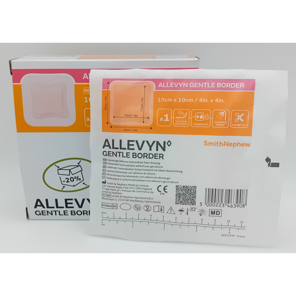 Smith&Nephew Allevyn Gentle Border 10Cm X 10Cm Box Of 10 - Ref: 66800270