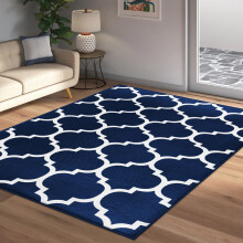 (80 X 150 cm, Ava Navy) Luxury Printed Rugs Large Runner Rug & Door Mats