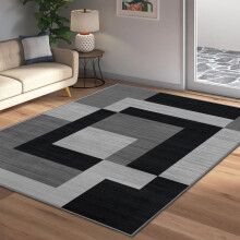 (80 X 150 cm, Milo Black Grey) Luxury Printed Rugs Large Runner Rug & Door Mats