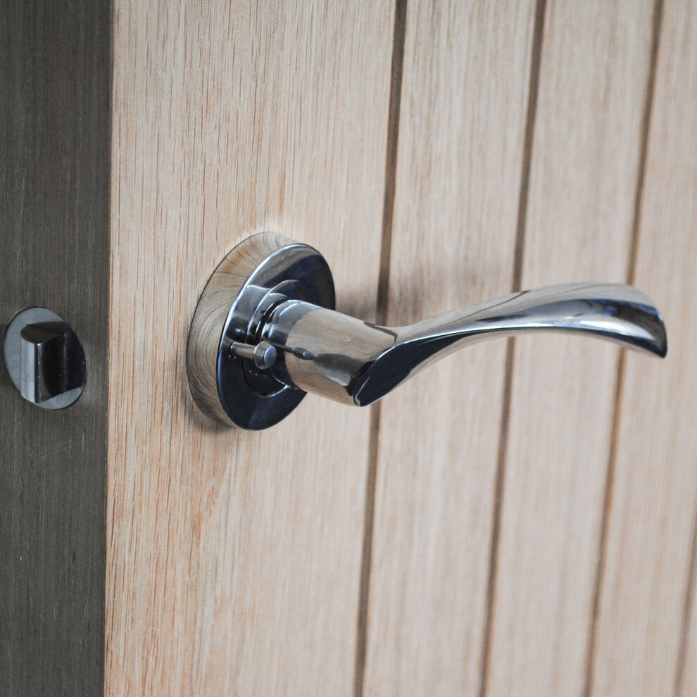 (Polished Chrome) VIBE Twirl Push Button Privacy Door Handle