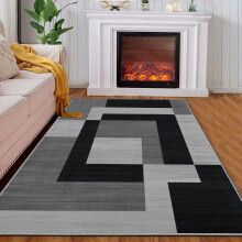 (120 X 170 cm, Milo Black Grey) Luxury Printed Rugs Large Runner Rug & Door Mats
