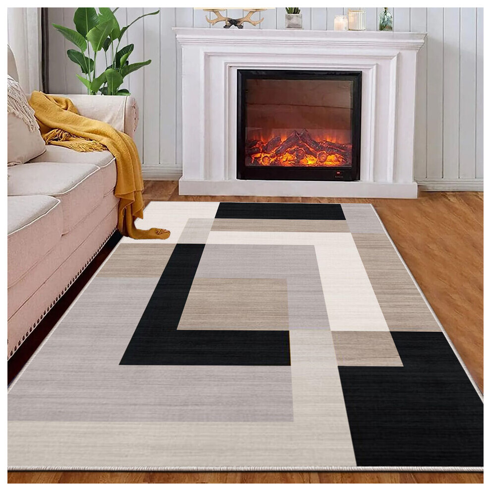 Oxford Homeware (120 X 170 Cm, Milo Neutral) Luxury Printed Rugs Large Runner Rug & Door Mats Multicoloured