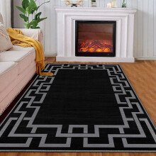 (120 X 170 cm, Nico Black) Luxury Printed Rugs Large Runner Rug & Door Mats