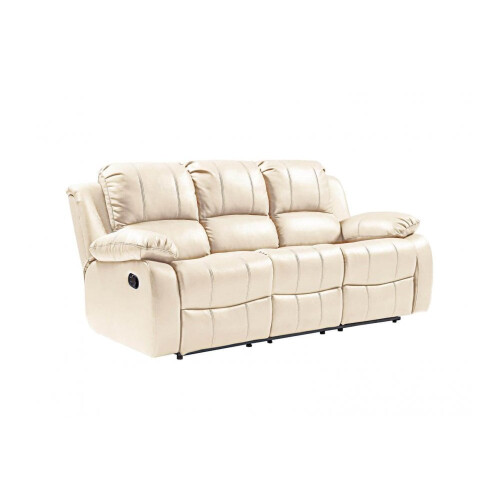 Valencia Cream Leather Recliner 3+1 Seater Sofa Set 1