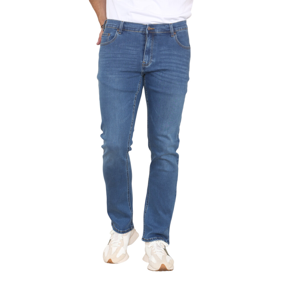 Myt (Mid Stonewash, 36W X 32L) Mens Super Stretch Straight Leg Jeans