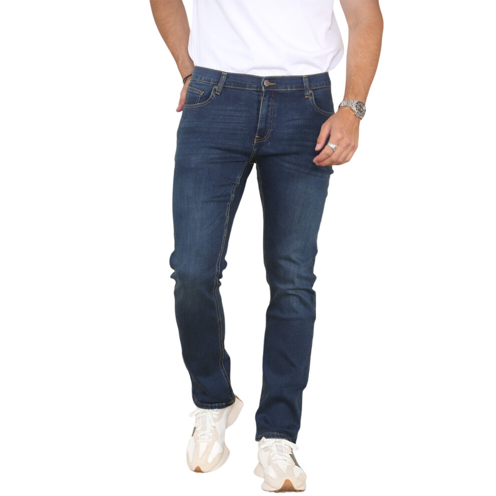 Myt (Dark Stonewash, 40W X 32L) Mens Super Stretch Straight Leg Jeans