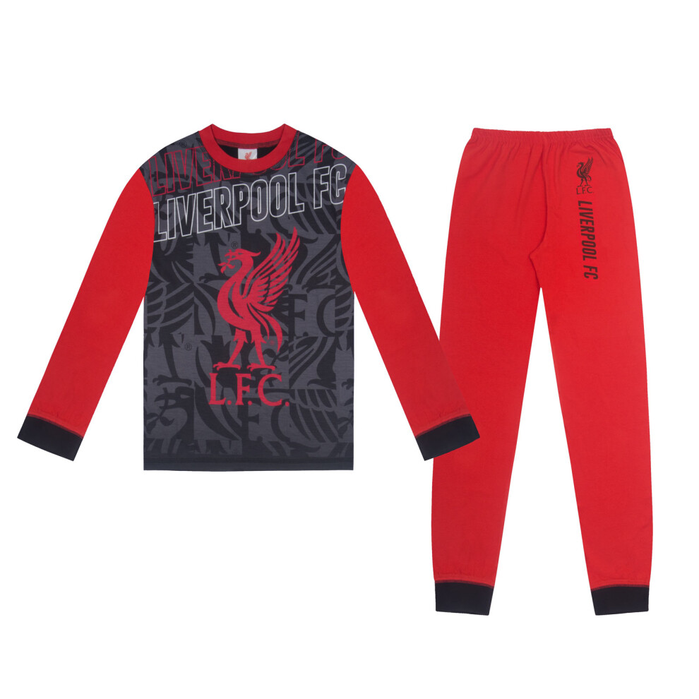 (Red LFC, 3-4 Years) Liverpool FC Boys Pyjamas Long Sublimation Kids OFFICIAL Football Gift