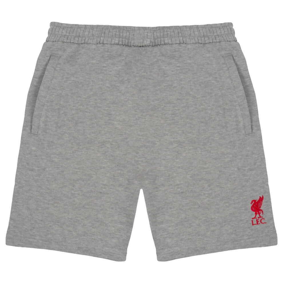 (Grey, Small) Liverpool FC Official Football Gift Mens Fleece Jogger Shorts