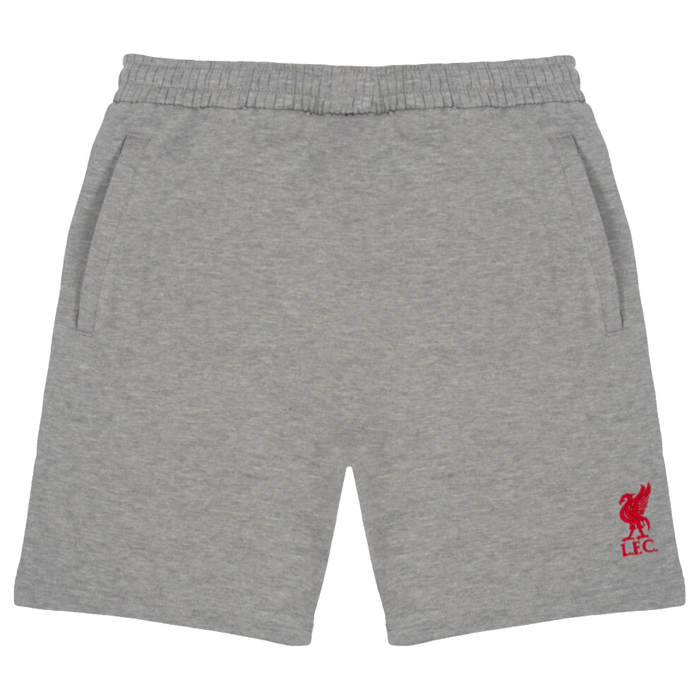 (Grey, 3XL) Liverpool FC Official Football Gift Mens Fleece Jogger Shorts