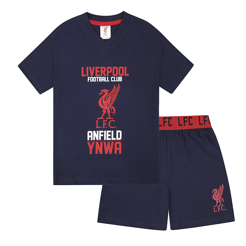(Navy Blue, 10-11 Years) Liverpool FC Boys Pyjamas Short Kids OFFICIAL Football Gift