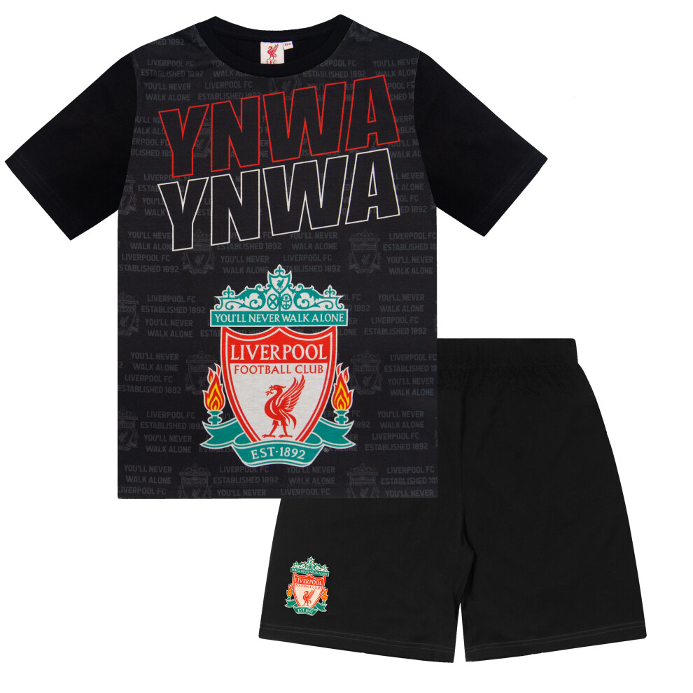 (Black Text, 10-11 Years) Liverpool FC Boys Pyjamas Short Kids OFFICIAL Football Gift