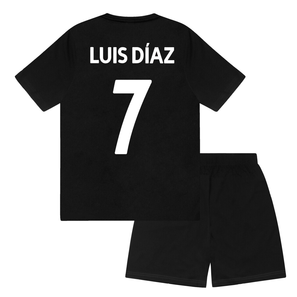 (Black Luis Diaz, 8-9 Years) Liverpool FC Boys Pyjamas Short Kids OFFICIAL Football Gift