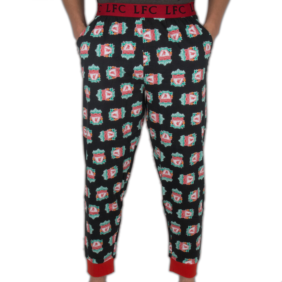 (Black, Medium) Liverpool FC Official Football Gift Mens Lounge Pants Pyjama Bottoms