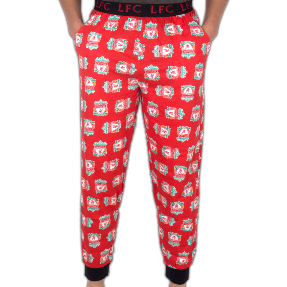 (Red Multi, Small) Liverpool FC Mens Lounge Pants Pyjama Bottoms OFFICIAL Football Gift