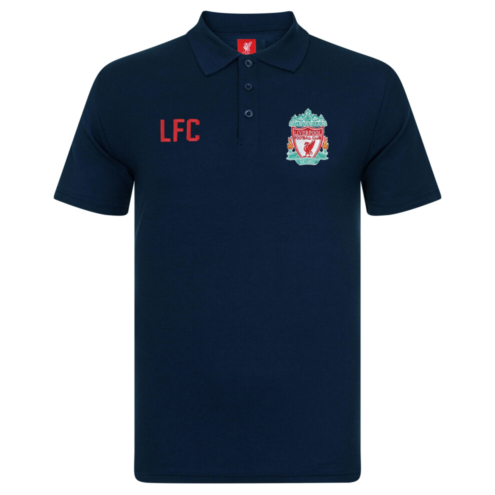 (Navy Blue, 4-5 Years) Liverpool FC Official Football Gift Boys Crest Polo Shirt