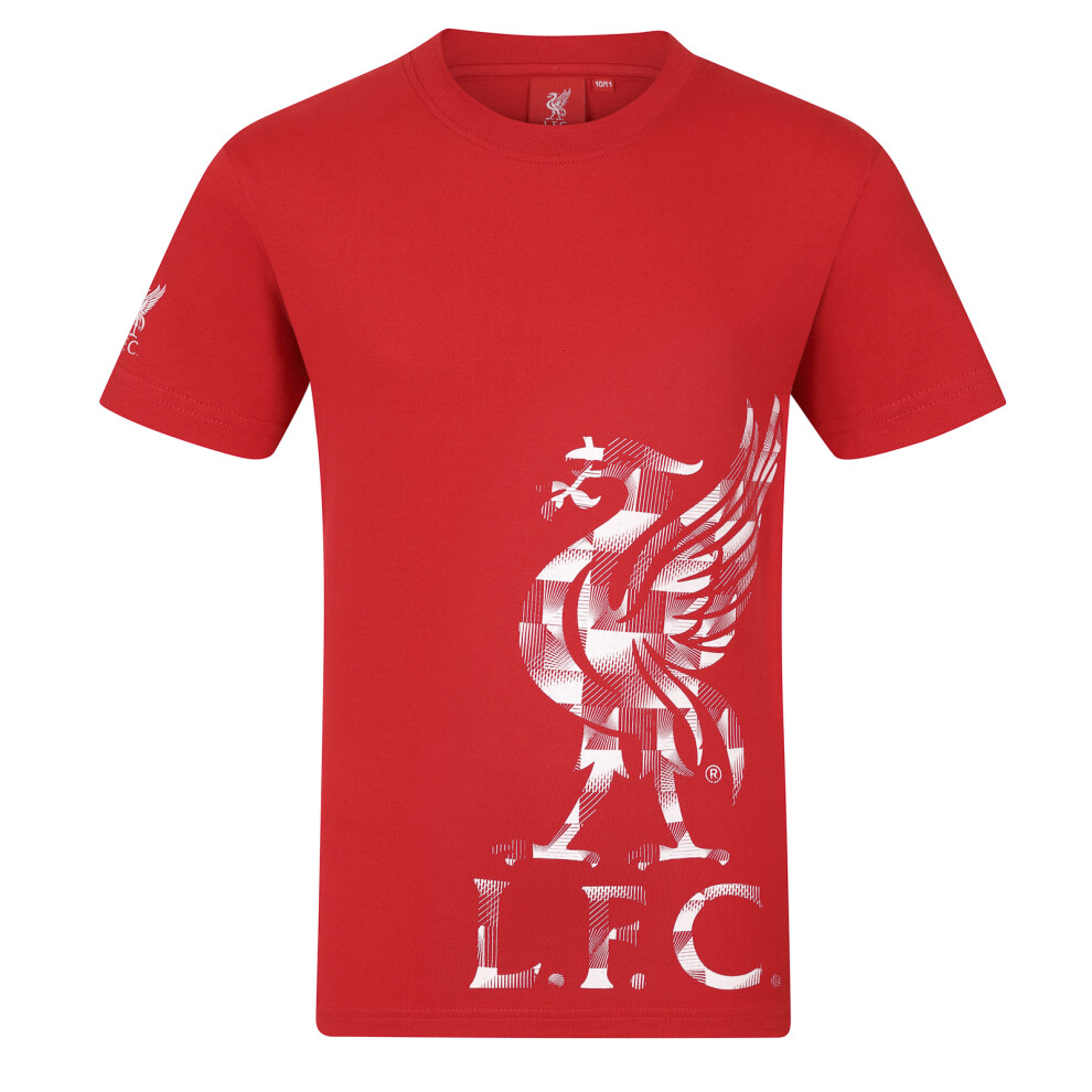 (Red Sleeve Logo, XL) Liverpool FC Official Football Gift Mens Graphic T-Shirt