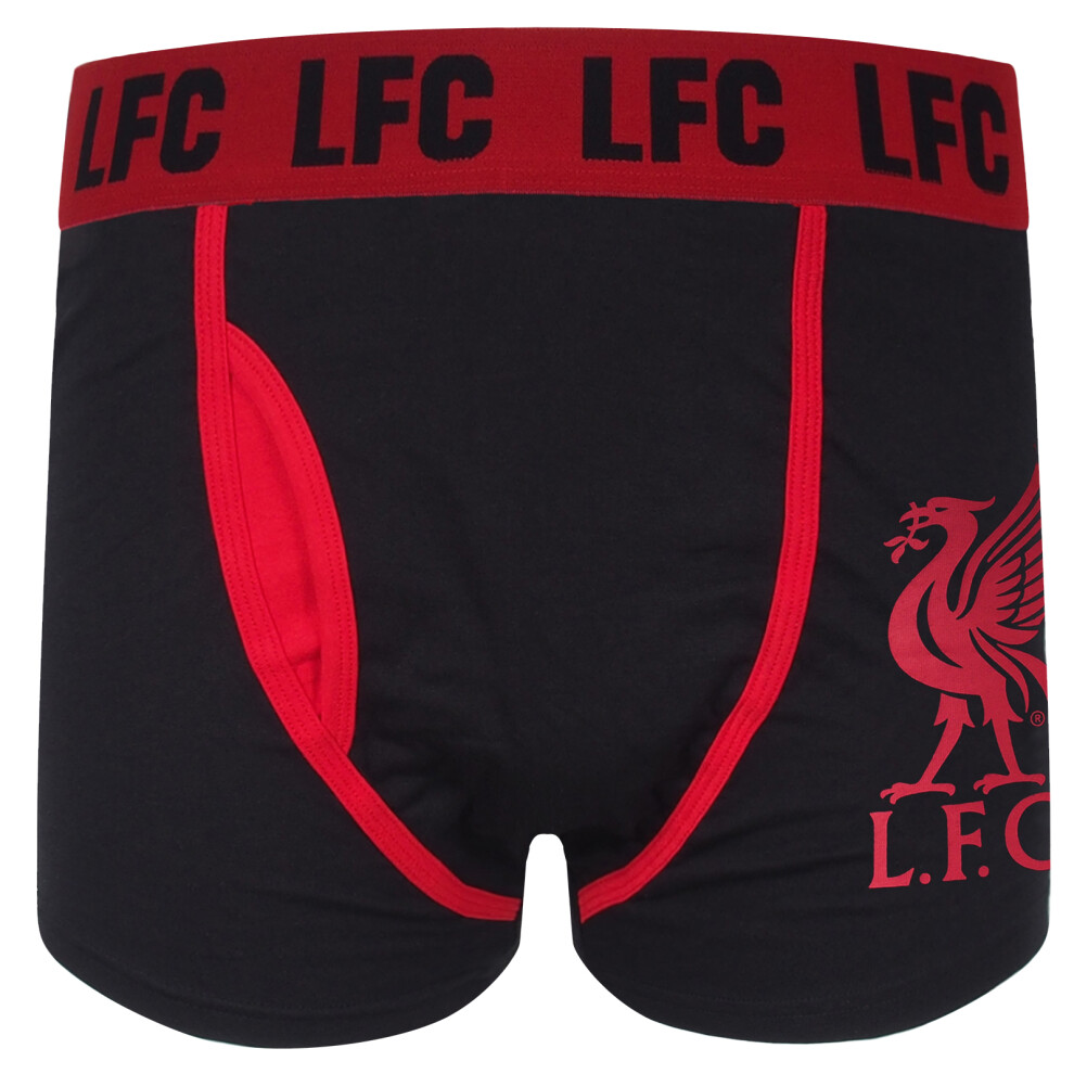 (Black 1 Pack, Small) Liverpool FC Official Football Gift Mens Crest Premium Boxer Shorts