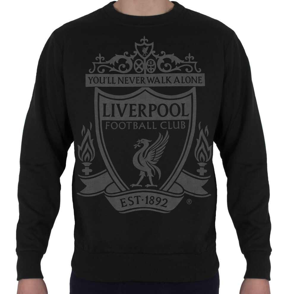 (Black, Small) Liverpool FC Official Football Gift Mens Crest Sweatshirt Top