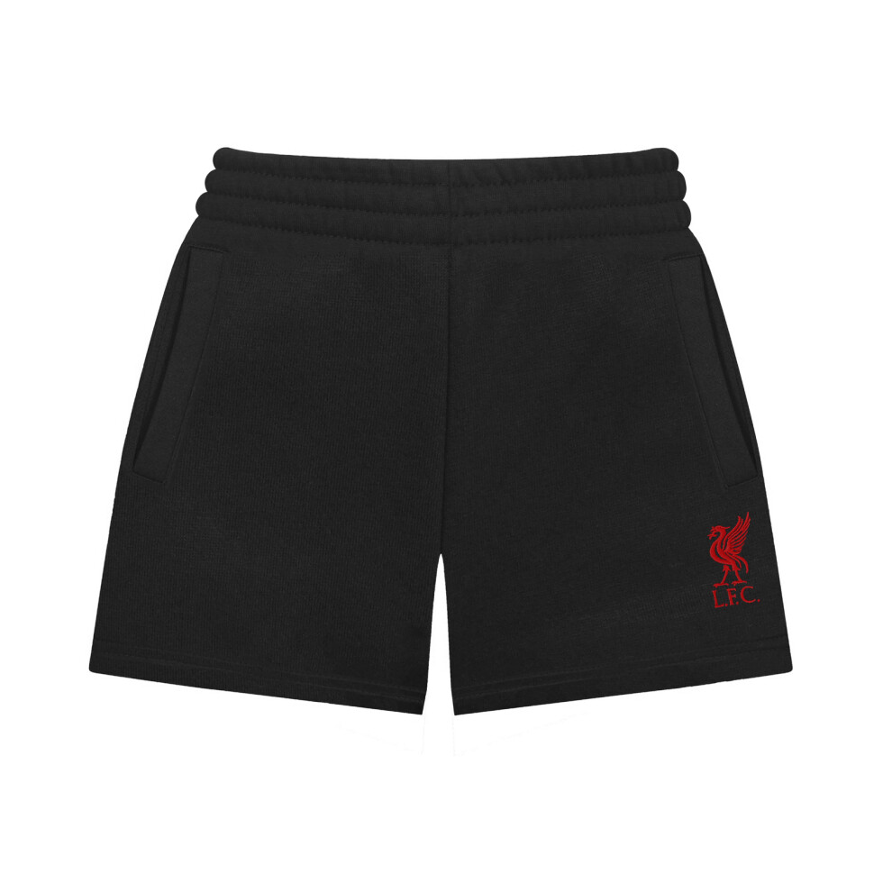 (Black, 6-7 Years) Liverpool FC Official Football Gift Boys Kids Fleece Jogger Shorts