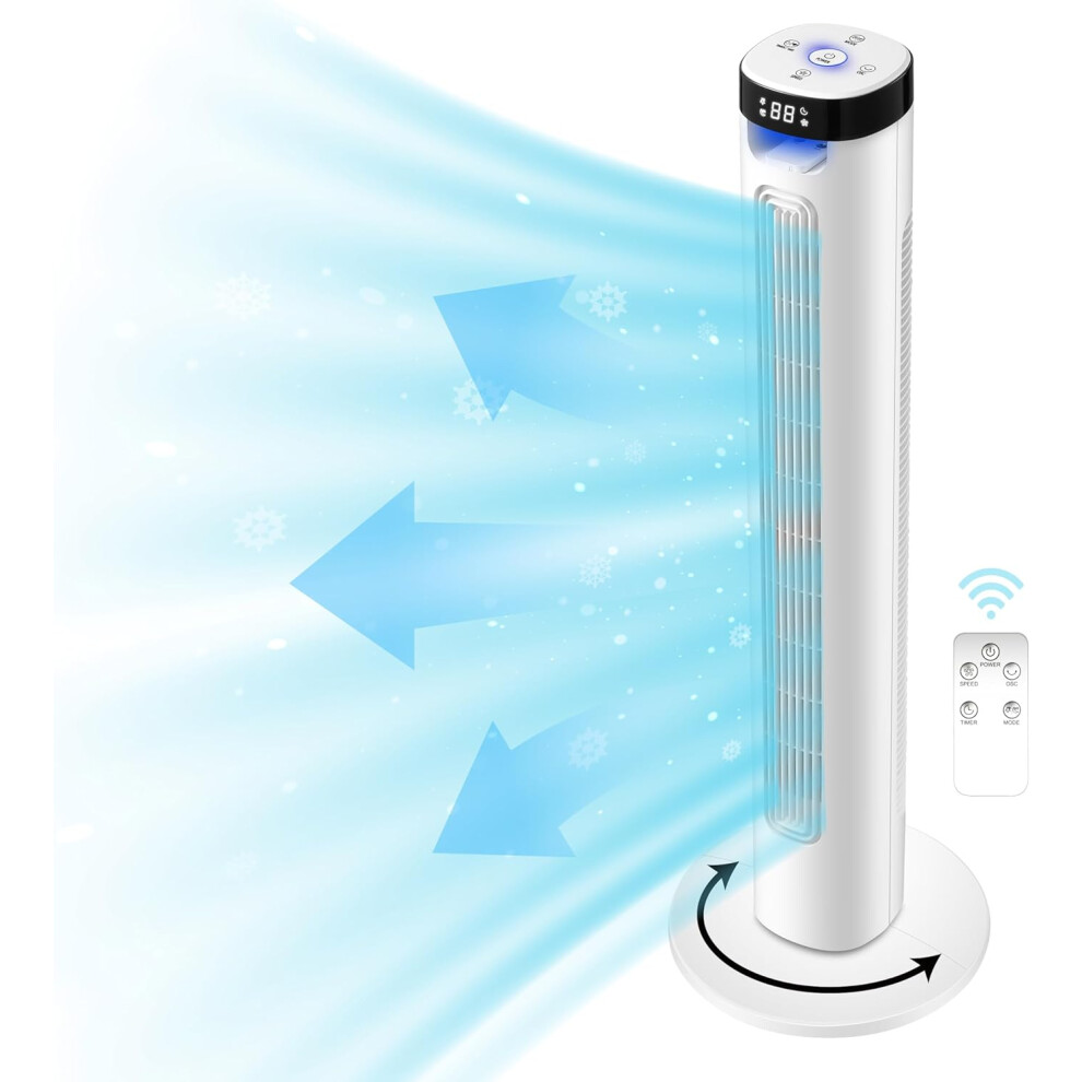 (White) 36" Tower Fan Electric Cooling Fan with Remote Control Oscillating Fan Quiet