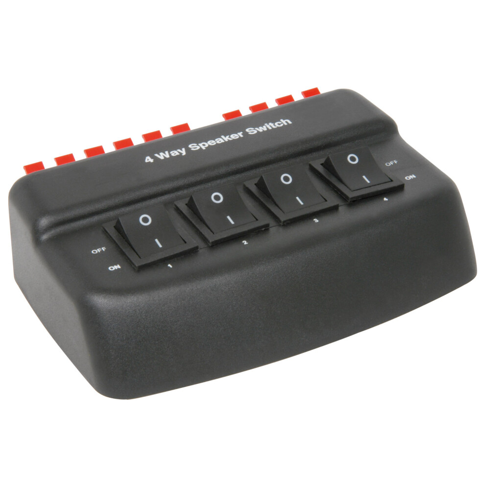 Stereo Speaker 4 Way Switch Box Splitter/Selector for 2/4 pairs of speakers