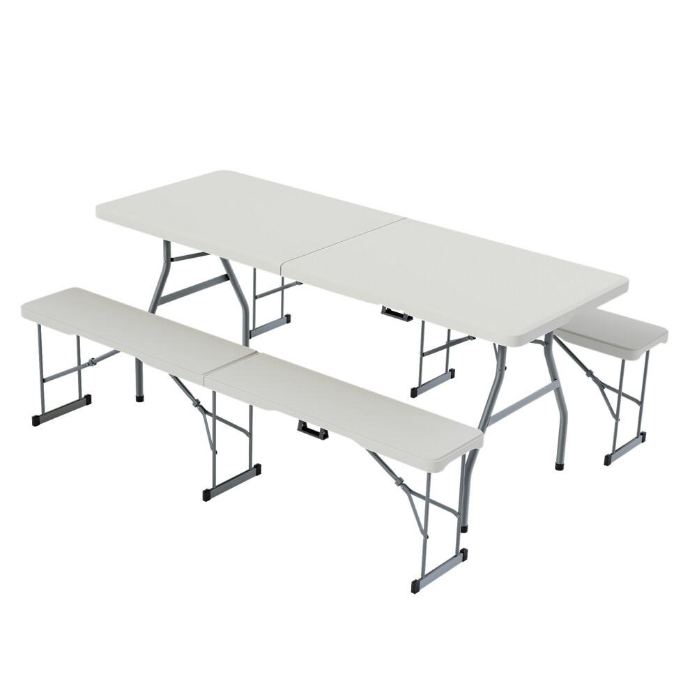 Indoor Outdoor Garden Folding Table 6ft & 2 Folding Benches