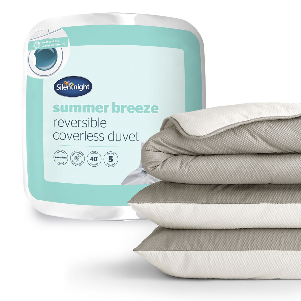 (Single, Cream/Taupe) Silentnight Summer Breeze 2.5 Tog Coverless Duvet & Pillowcase