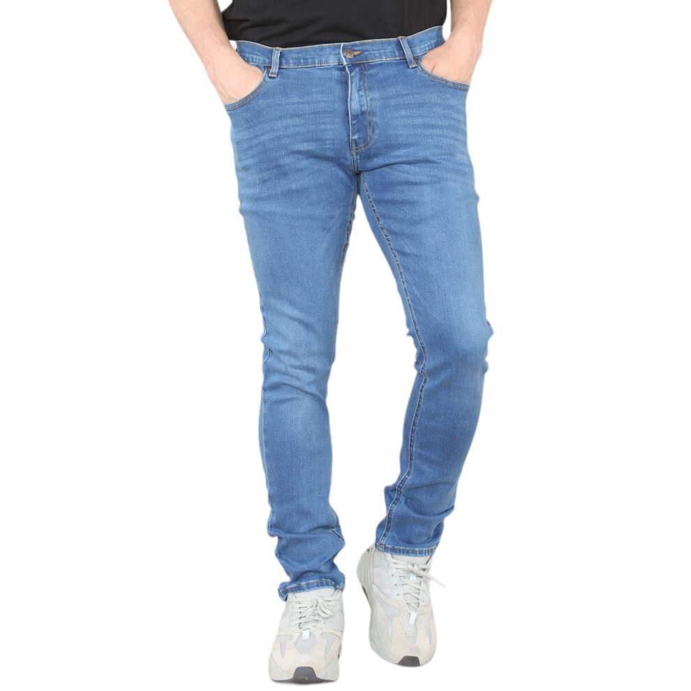 (Mid Stonewash, 40W X 32L) MYT Mens Super Stretch Skinny Fit Jeans-image-OPC-PF2ZVCD-NEW