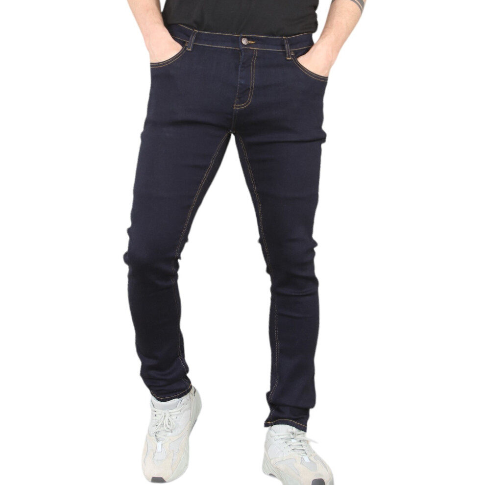 (Indigo, 42W X 32L) MYT Mens Super Stretch Skinny Fit Jeans-image-OPC-PF2ZVCX-NEW