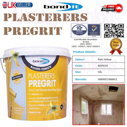 Bond It Plasterers Pregrit Internal Plaster Yellow Grip Coat- 10L